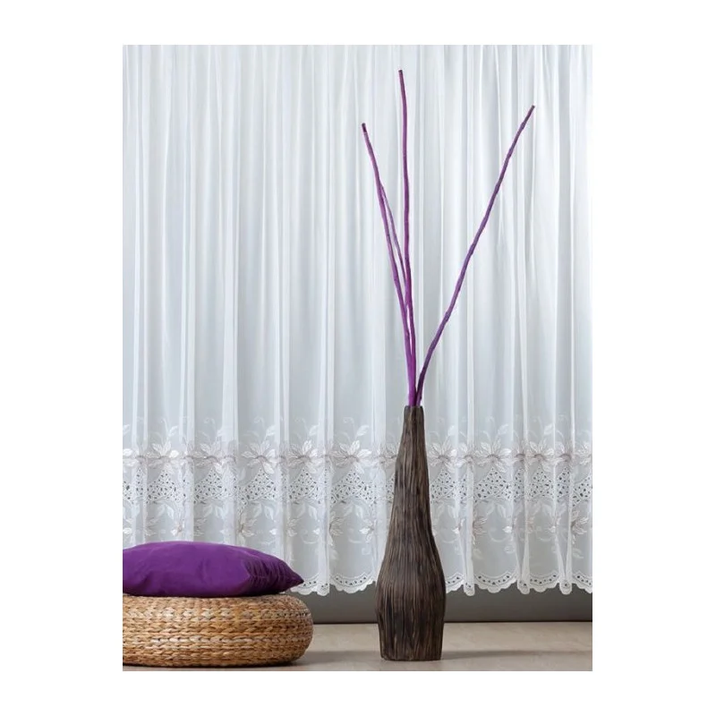 Stickerei-Gardine Lili in weiß-braun