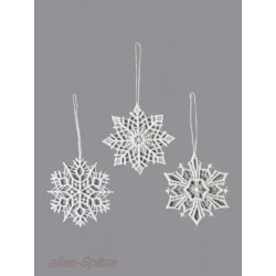 Anhänger Schneekristalle in weiß aus Plauener Spitze in 3 Varianten