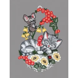 Fensterbild Katze und Maus