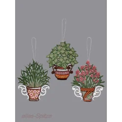 Anhänger Küchenkräuter aus Plauener Spitze in 3 Varianten