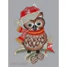 Lustige Eule mit Weihnachtsmütze und schal aus echter Plauener Spitze