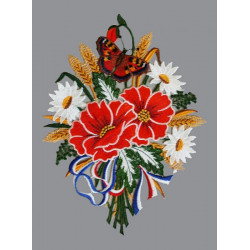 Fensterbild Mohnblumenstrauß aus Plauener Spitze