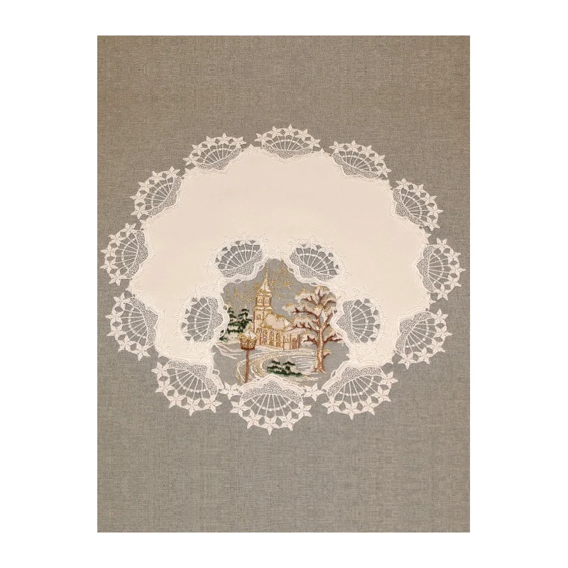 Weihnachtstischwäsche Kirche mit Laterne