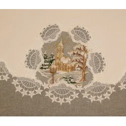 Weihnachtstischwäsche Kirche mit Laterne