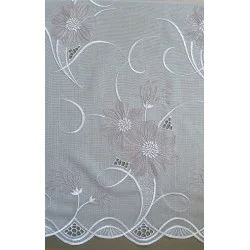 Stickereigardine Corinna in weiß-taupe