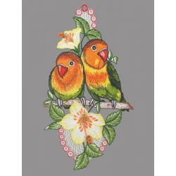 Fensterbild Rosenköpfchen aus Plauener Spitze