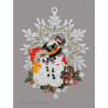 Süßes Schneemannpärchen mit Hase im aufwändig dekorierten Spitzenstern