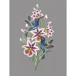 Hochwertiges Fensterbild Kolibri aus Plauener Spitze
