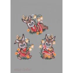 Osterfensterbilder Kleine Häslein aus Plauener Spitze in 3 Varianten