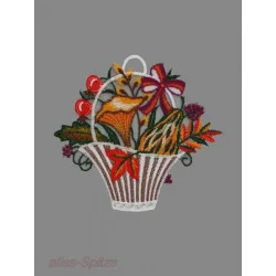 Kleines herbstlich gefülltes Körbchen aus Plauener Spitze