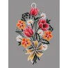 Plauener Spitzenfensterbild Tulpen mit Stiefmütterchen