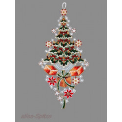 Festlich Geschmückter Weihnachtsbaum aus Plauener Spitze