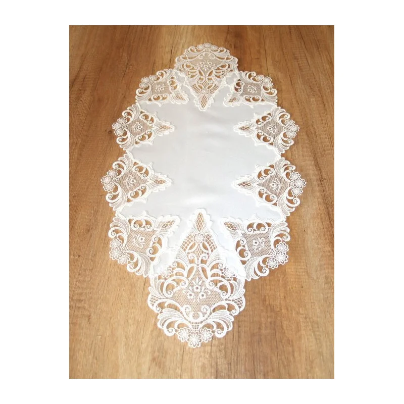Zeitlose naturfarbenen Tischwäsche Elena mit Plauener Spitze in vielen Größen