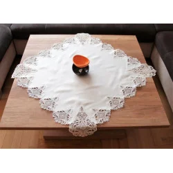 Zeitlose naturfarbenen Tischwäsche Elena mit Plauener Spitze in vielen Größen