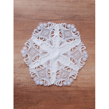 Zeitlose naturfarbenen Tischwäsche Elena mit Plauener Spitze in vielen Größen