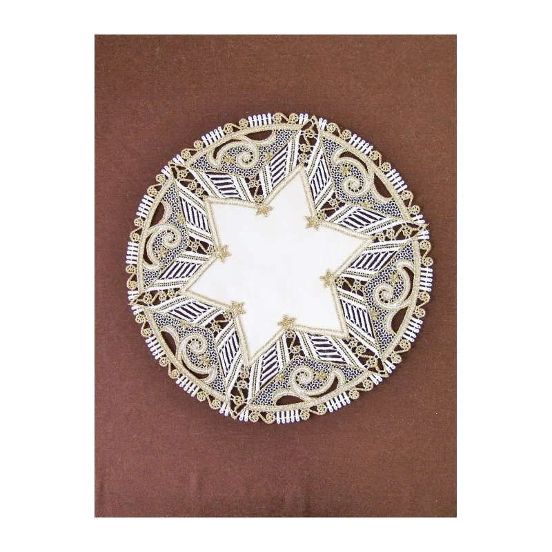 Weihnachtsdecken Goldener Stern Plauener Spitze in 2 Größen