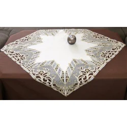 Weihnachtsdecken Goldener Stern Plauener Spitze in 2 Größen