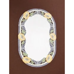 Zarte Tischwäsche Mohn mit Plauener Spitze in 3 Größen