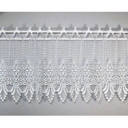 Klassische weiße Plauener Spitzengardine Jolin