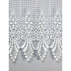 Klassische weiße Plauener Spitzengardine Jolin Detailbild