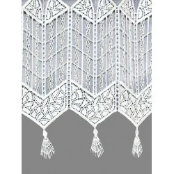 Moderne Plauener Spitzengardine Jennett in weiß