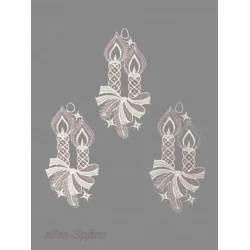 Festliche kleine Kerze aus Plauener Spitze im günstigen 3er Set