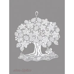 Fensterbilder 4 Jahreszeiten-Bäume aus Plauener Spitze