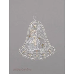 Glocke mit Schneemann in weiß-gold