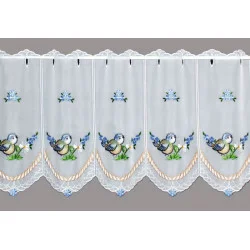 kleine Stickerei-Kurzgardine Blaumeisen