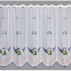 grosse Stickerei-Kurzgardine Blaumeisen