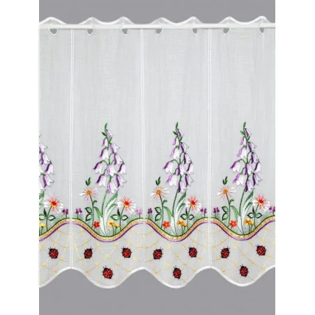 Stickerei-Kurzgardine Glockenblume in lila