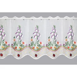 Stickerei-Kurzgardine Glockenblume in lila