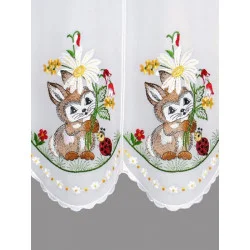 Stickerei-Scheibengardine Hase mit Marienkäfer detailansicht