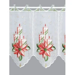 Üppig bestickte Weihnachtsgardine in 35 und 55 cm Höhe