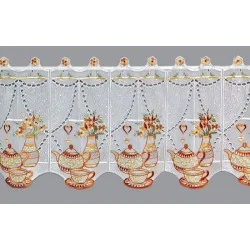 kleine Bestickte Bistrogardine Teatime in braun