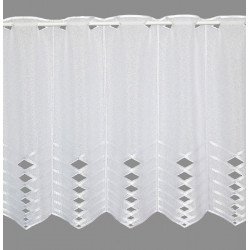 Bistrovorhang in Weiß aus Plauener Spitze mit eleganten Durchbrüchen für stilvolle Heimtextilien. 55 cm hoch