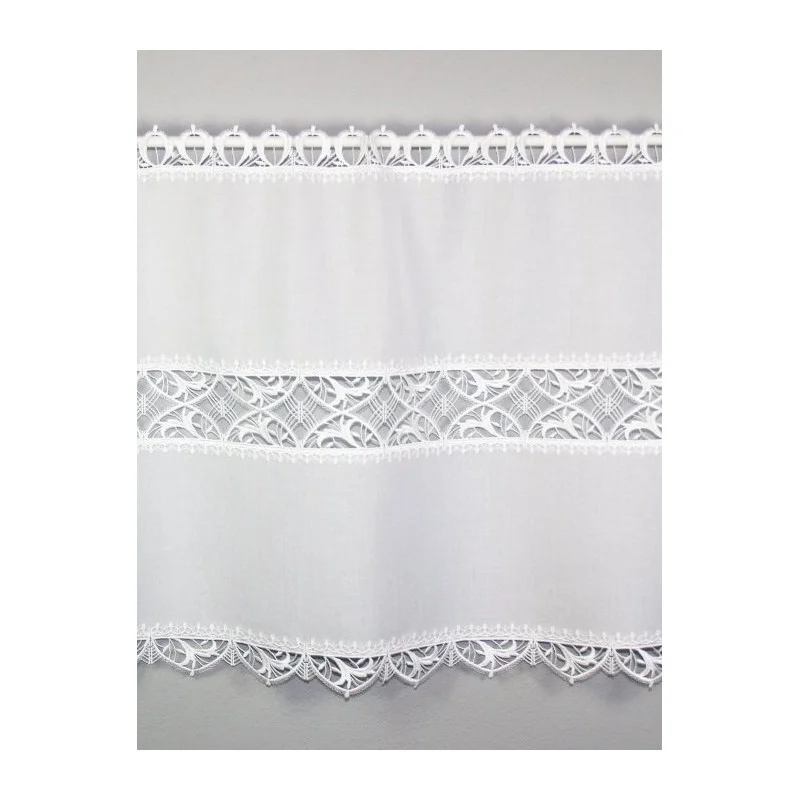 Weiße Plauener Spitzengardine Maja 45 x 100 cm