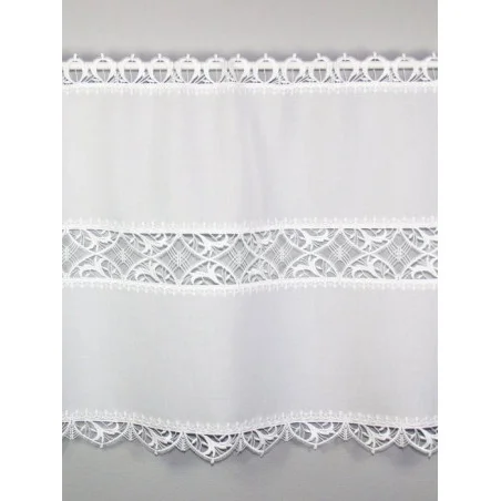Weiße Plauener Spitzengardine Maja 45 x 100 cm