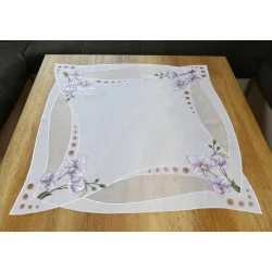 Elegant bestickte Tischwäsche Organza-Orchidee 85x85 cm