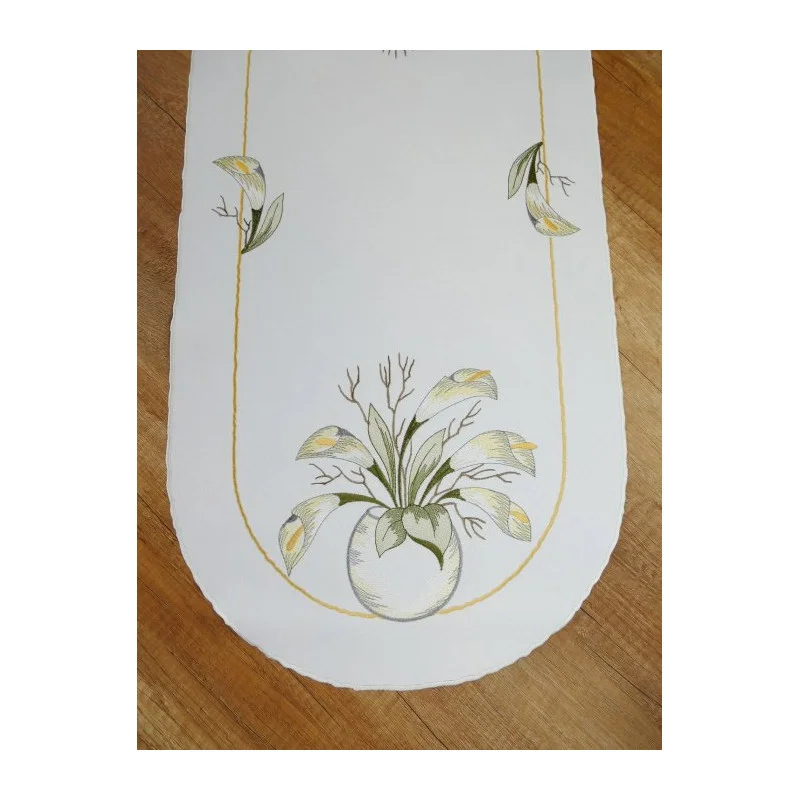 Stickerei-Tischwäsche Calla gelb