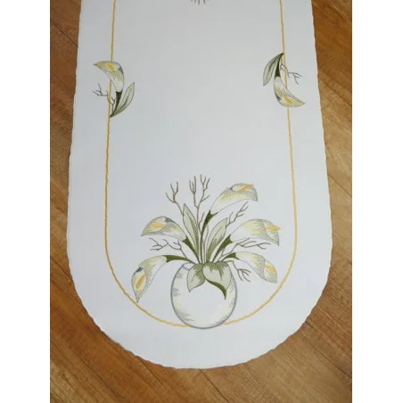 Stickerei-Tischwäsche Calla gelb