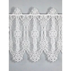 Winterliche Plauener Spitzen-Gardine Schneekristalle