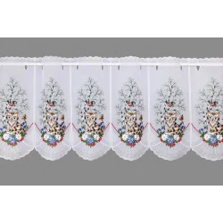 Stickereigardine Katze an der Birke klein