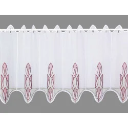 bestickte Kurzgardine Ricarda in grau-rotbraun