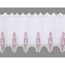 Weiße Kurzgardine mit Stickereimotiv, elegante Heimtextilien für das Fenster.