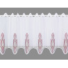 Weiße Kurzgardine mit Stickereimotiv, elegante Heimtextilien für das Fenster.