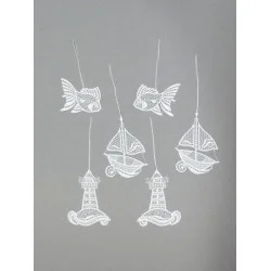 Maritime Anhänger aus Plauener Spitze Baumbehang