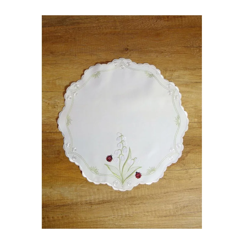 Edle Stickereidecken Maiglöckchen rund