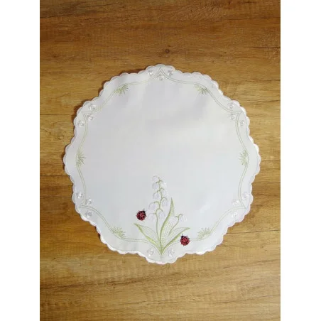 Edle Stickereidecken Maiglöckchen rund