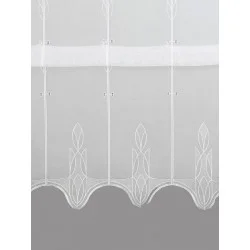 Zeitlos und modern in weiß bestickte Raffgardine in 170 cm Höhe